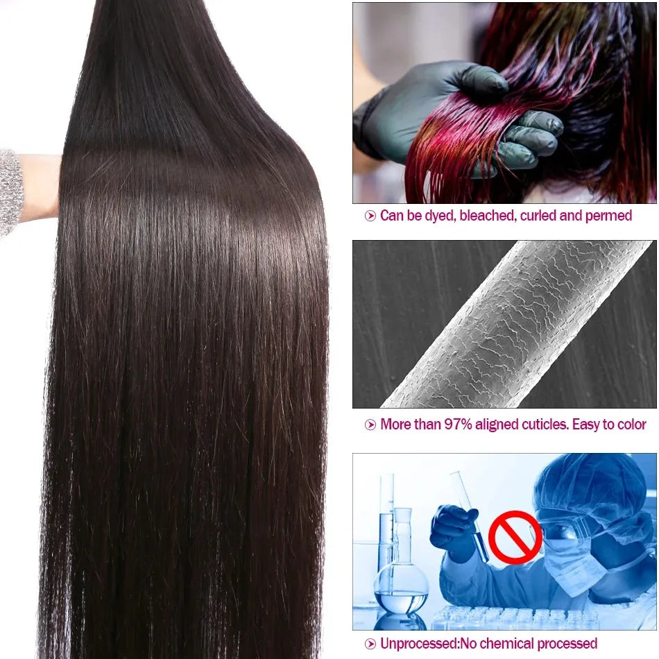 100% Human Hair 30 40 Inch Raw Virgin Unprocessed Extensions Bone Straight Human Hair 4 Bundles Double Weft Bulk Braiding Hair