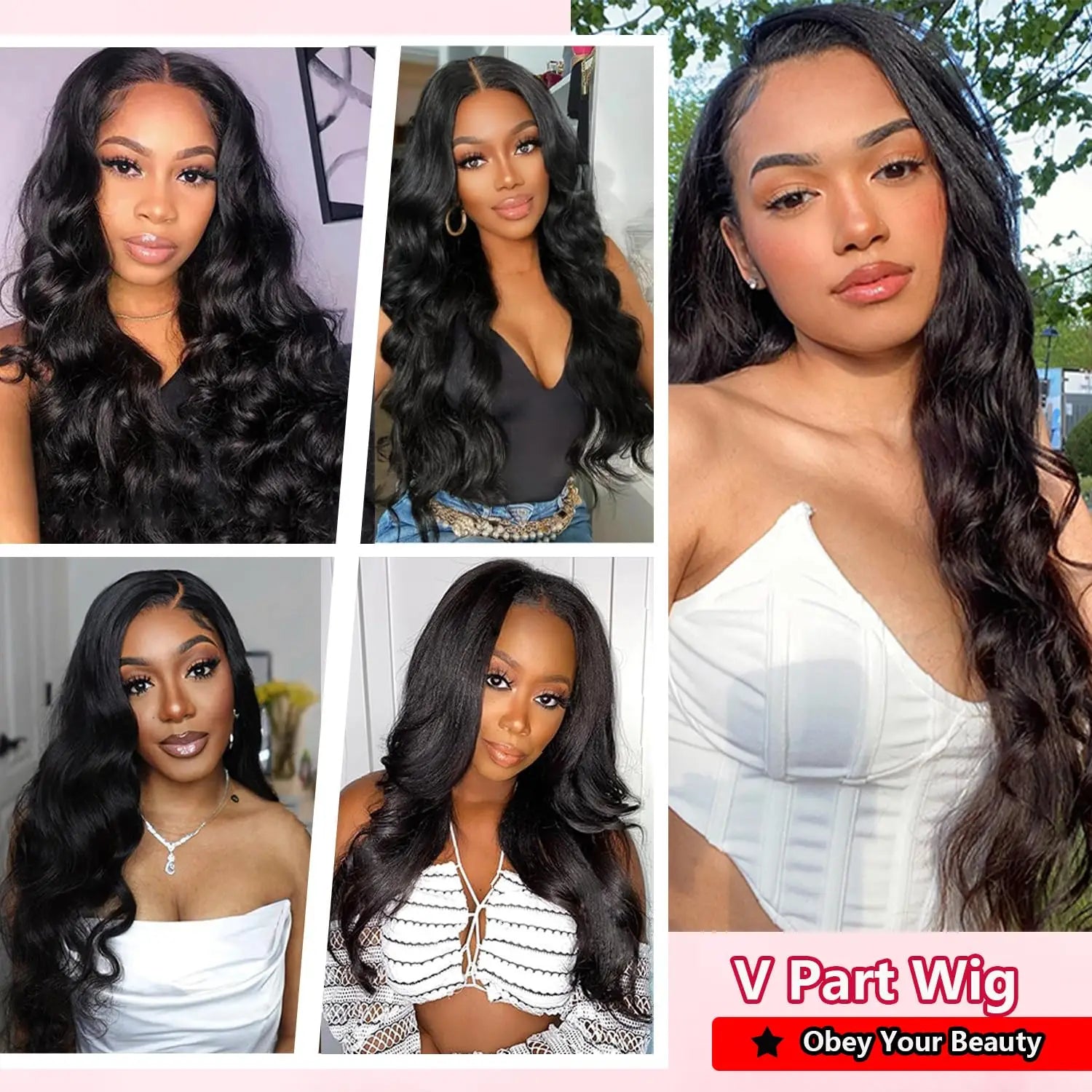 V Part Wig Human Hair Body Wave Remy Raw Human Hair 32 Inch 180% No Glue Brazilian Loose Wavy V Part Human Hair Wigs for Women