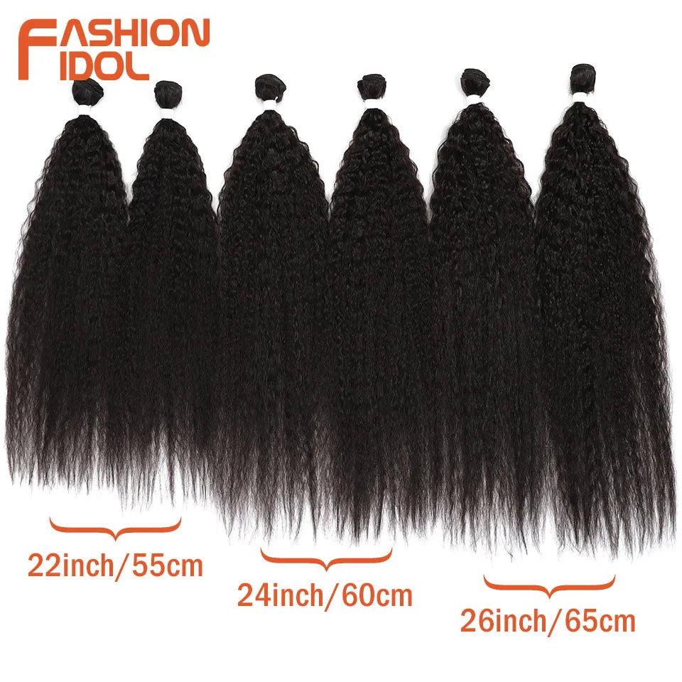 FASHION IDOL 22-26 inch 300g/6pcs Loose Curly Hair Synthetic Weave Hair Bundles Ombre Brown Heat Resistant Fiber Hair Extensions