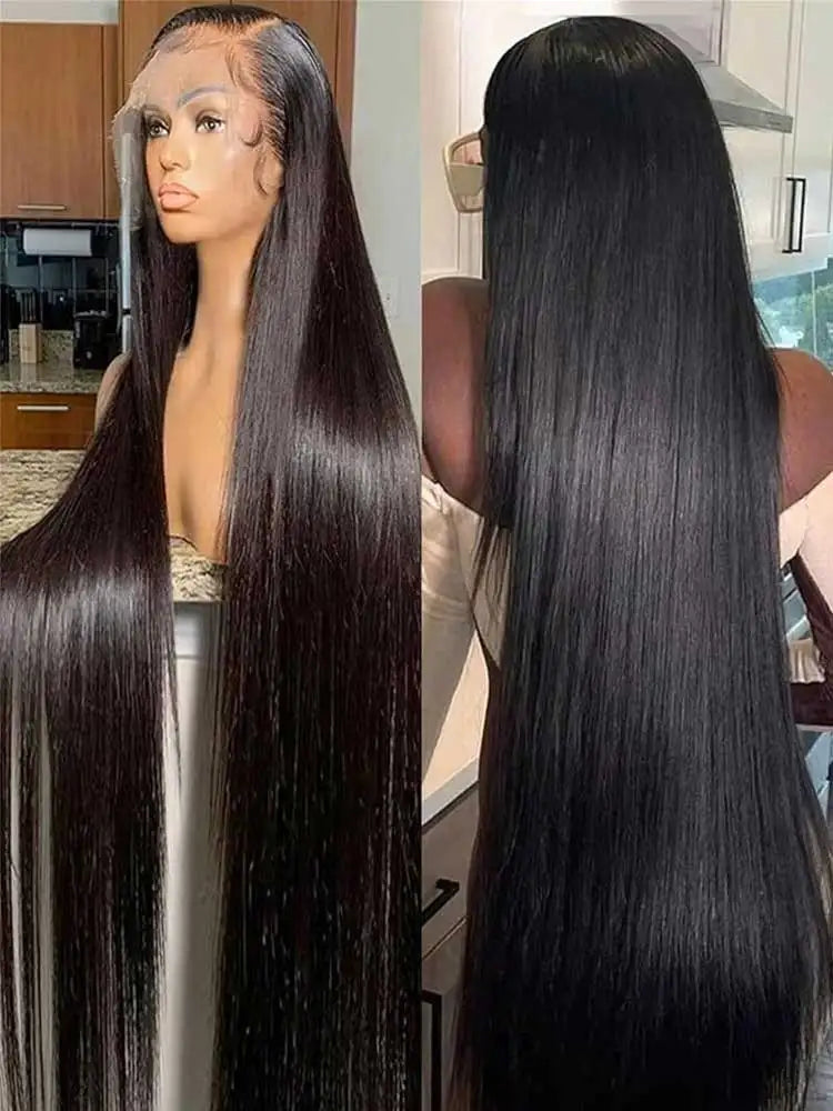 13x4 13x6 Hd Bone Straight Transparent Lace Front Wig Human Hair 40 Inch Pre Plucked Lace Frontal Wigs 250 Density