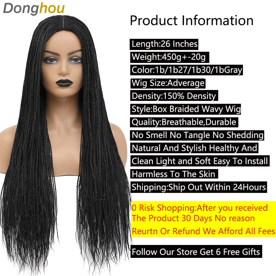 Long Straight Box Braided Wigs 26'' Good Quality Synthetic Twist Braids Wigs Perruque Tresses Africaines Femmes Solde Easy Wear