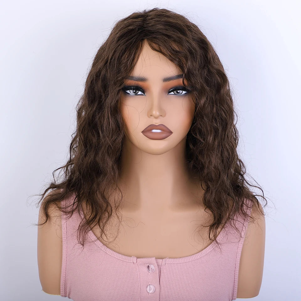 Put And Go Short Curly Wig With Fringe Bangs Honey Curly Bob Wigs Human Hair Side Part Pre Plucked Big Fluffy Brown Mixed Blonde