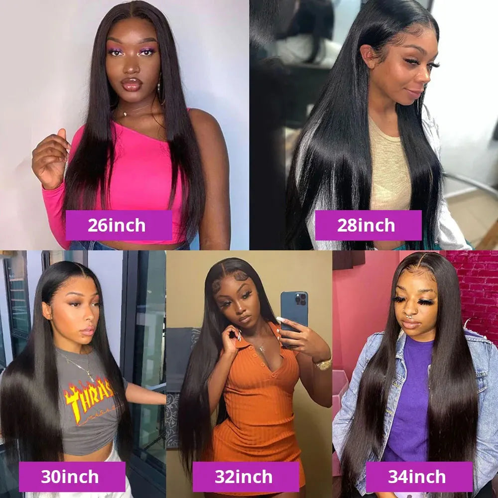 40 42 Inch 13x4 13x6 HD Transparent Bone Straight Lace Front Wigs 250% Brazilian Human Hair Wigs 5x5 Glueless Lace Closure Wigs