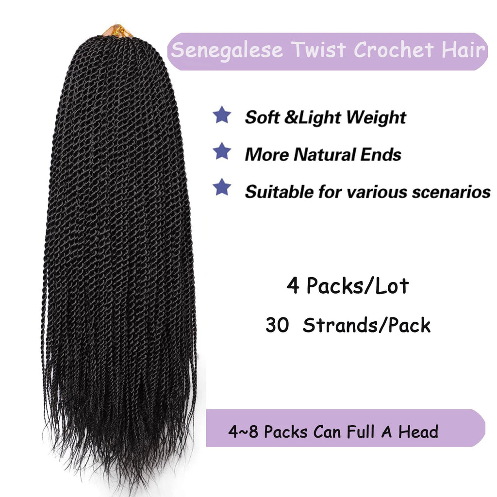 Senegalese Twist Crochet Hair for Women Pre Looped Crochet Braids Micro Twist Crochet Synthetic Hai