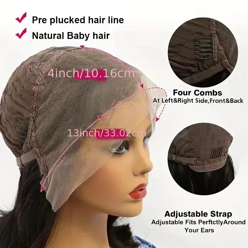 34 Inch Chocolate Brown 13x4 HD Bone Straight Lace Front Wigs Human Hair 13x4 Brazilian Transparent Lace Frontal Wigs For Women