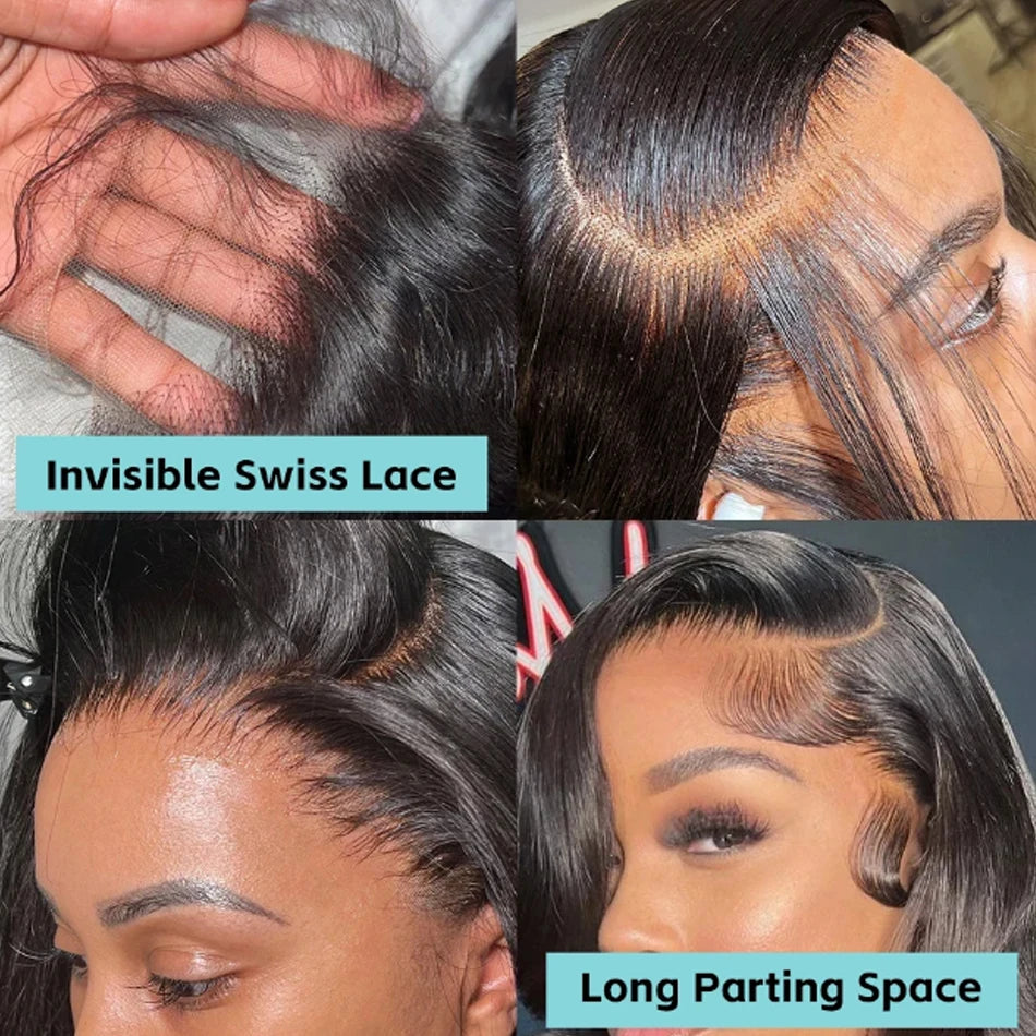 250% Density Straight Wear And Go Glueless Bob Wig For Women Ready To Go Human Hair Wigs 13x4 Lace Closure Wig 100% Human Hair