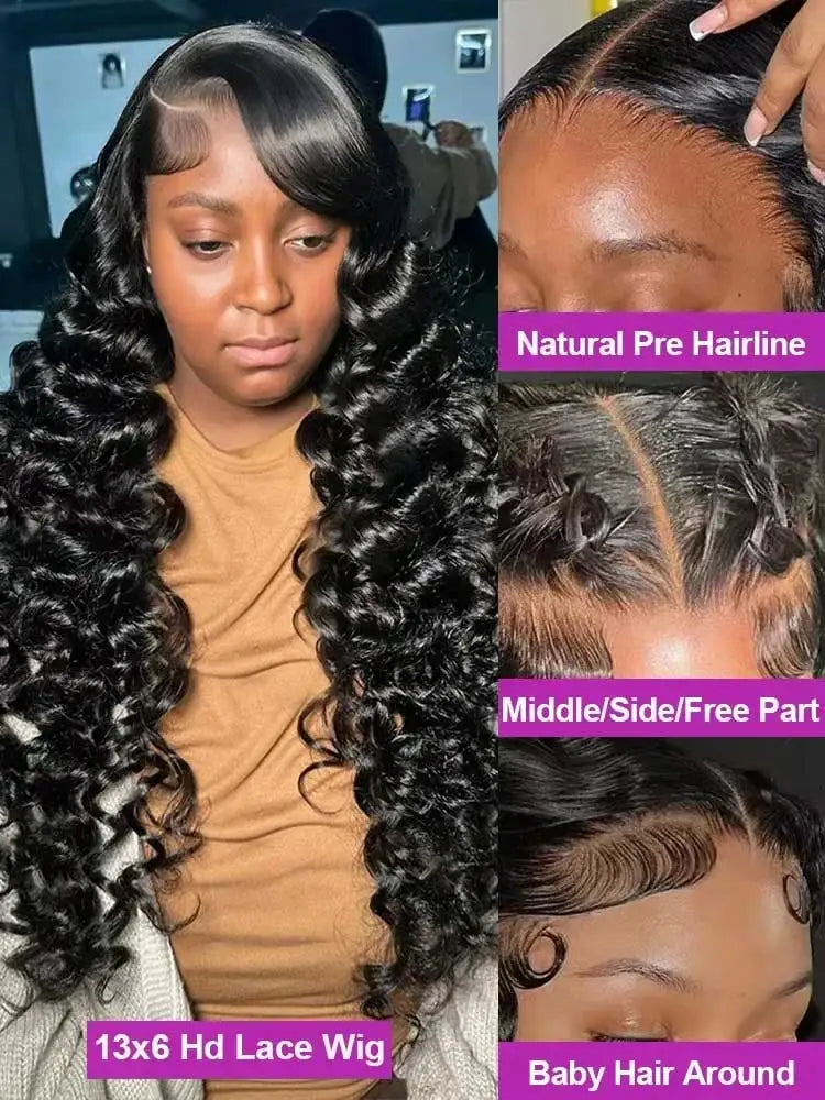 40 42 Inch Loose Deep Wave Frontal Wigs 250% 13x4 13x6 HD Lace Frontal Wigs For Women Remy Loose Deep Curly Human Hair Wigs