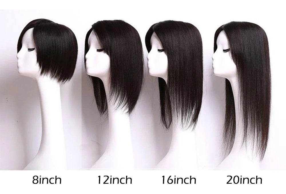Best Virgin Human Hair 8X8 Inch Wefted Topper with 4X4 Inch HD Lace Base Topper Natural Black Brown Hair Clips In Hairpieces