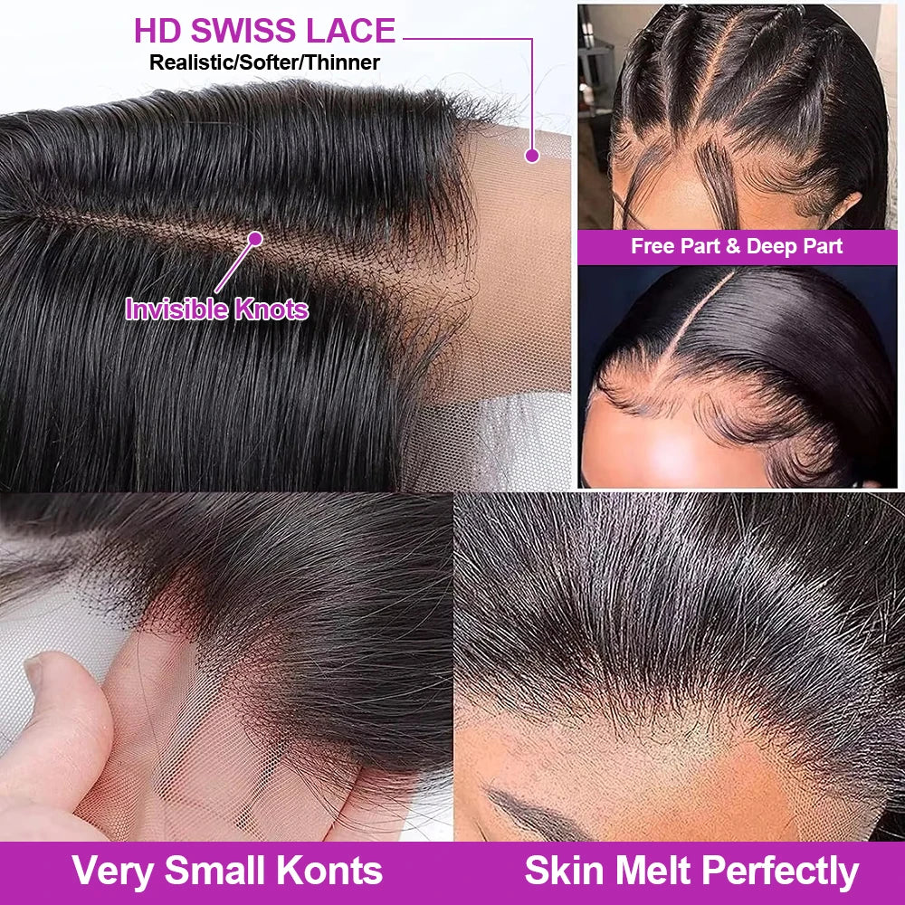 13x6 HD Lace Frontal Short Bob Wig Bone Straight Glueless Pre Cut 7x5 Closure Wig Ready to Wear 100% Human Hair Wig Preplucked
