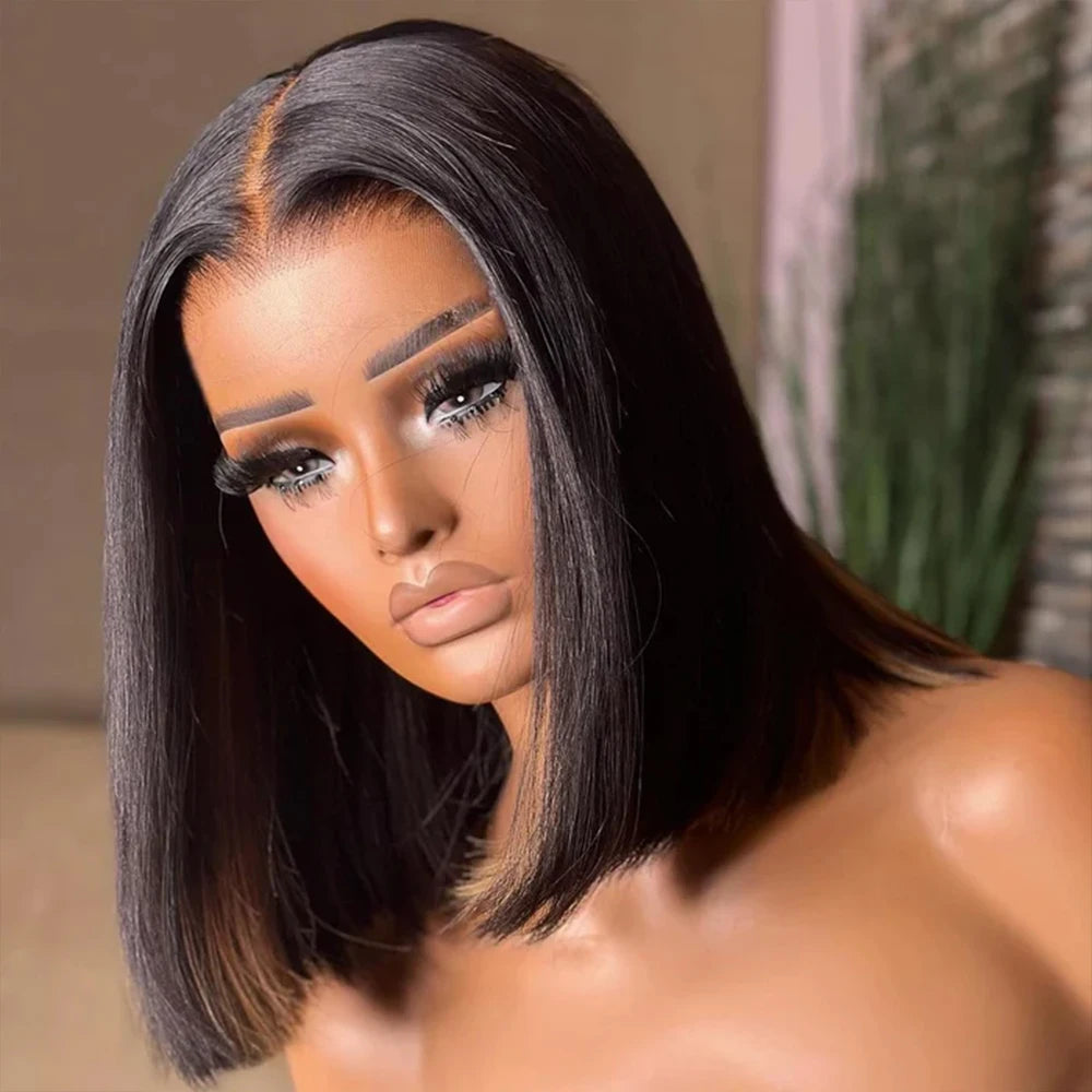 Perruque Ready To Wear Glueless Wigs Brazilian Bone Straight Short Bob Human Hair Wigs Pre Plucked 13x4 HD Transparent Cheap Wig