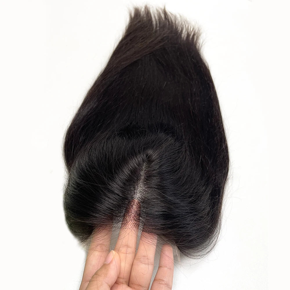 Best Virgin Human Hair 8X8 Inch Wefted Topper with 4X4 Inch HD Lace Base Topper Natural Black Brown Hair Clips In Hairpieces