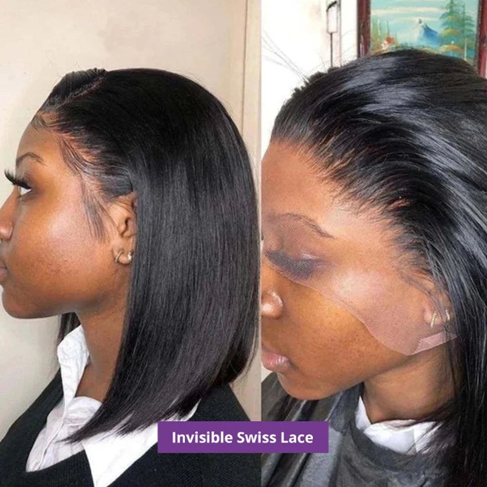 250% Density Straight Wear And Go Glueless Bob Wig For Women Ready To Go Human Hair Wigs 13x4 Lace Closure Wig 100% Human Hair