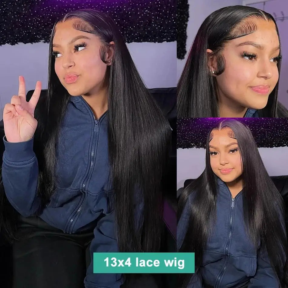 40 42 Inch Bone Straight Human Hair Wigs 13x6 HD Transparent Lace Frontal Wigs Glueless Straight Lace Front Human Hair Wigs
