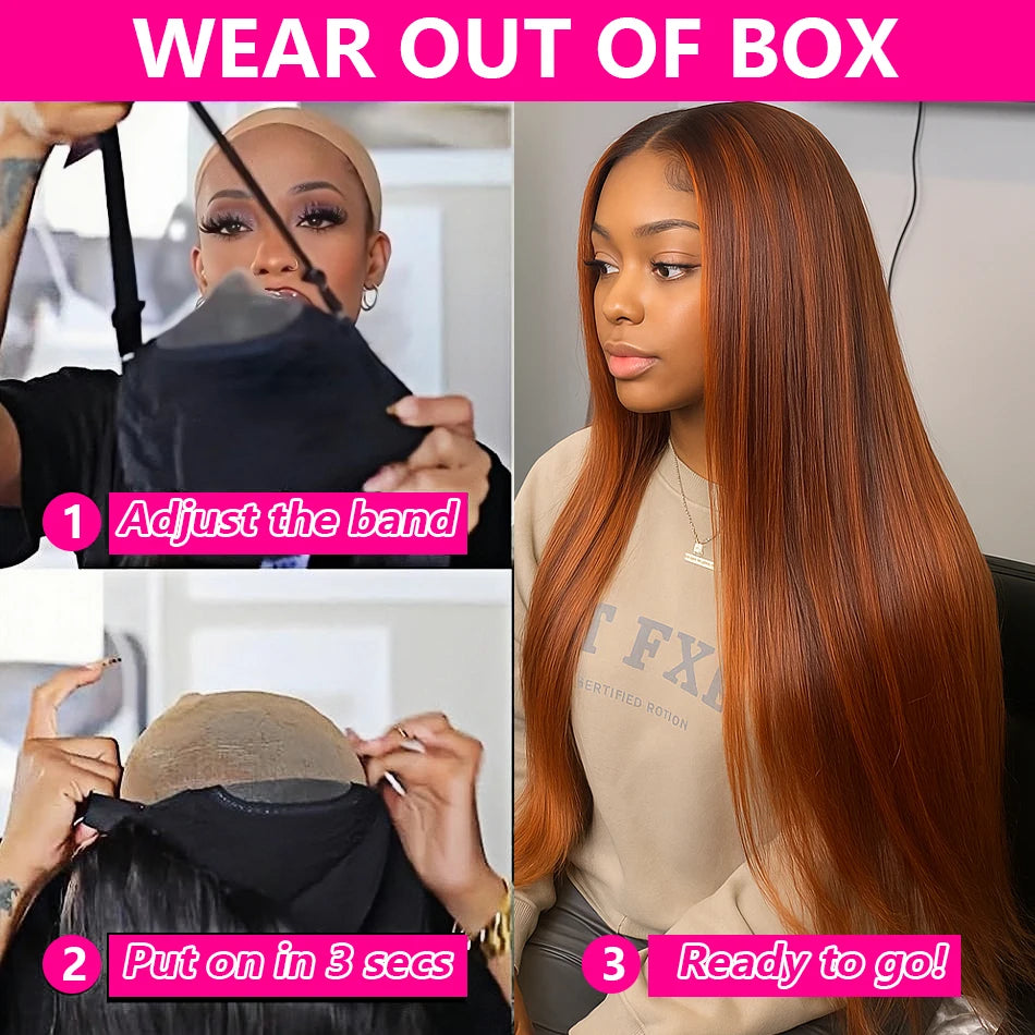 P4/350 Human Hair Highlight Ombre Straigh HD Lace Front Wigs 30 32 Inch Brown 5x5 Lace Frontal Wig Water Brazilian