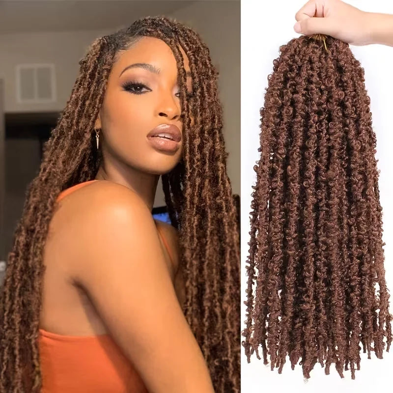 10Strand Butterfly Locs Crochet Hair Extensions 12Inch Faux Locs CrochetBraids Pre Looped Soft Locs Synthetic Curly Braid Strand