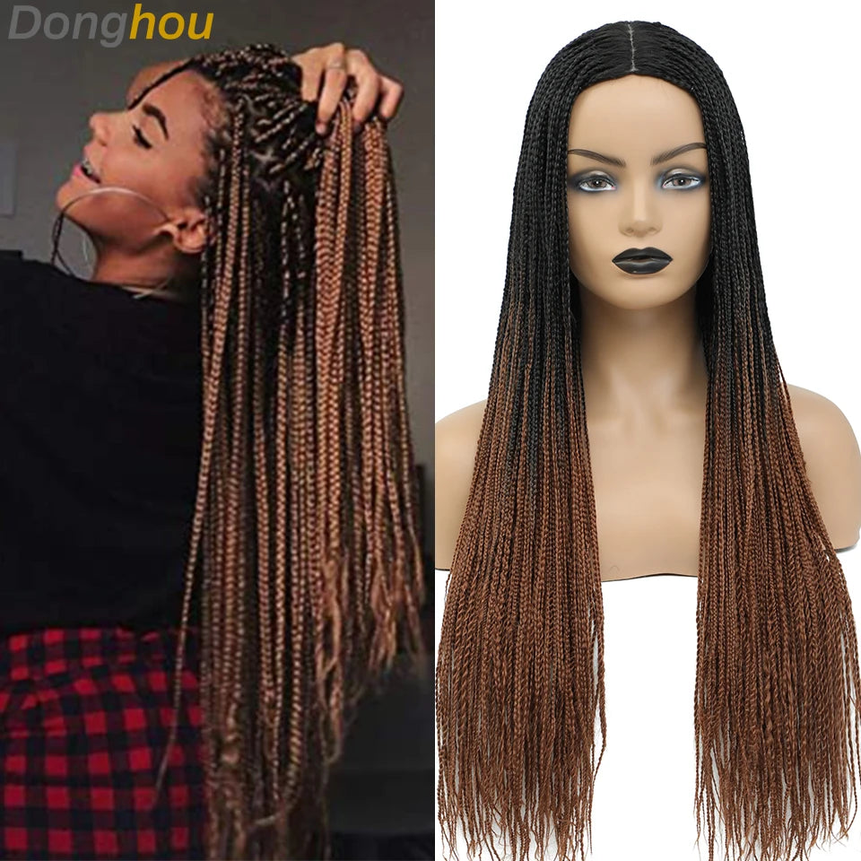 Long Straight Box Braided Wigs 26'' Good Quality Synthetic Twist Braids Wigs Perruque Tresses Africaines Femmes Solde Easy Wear