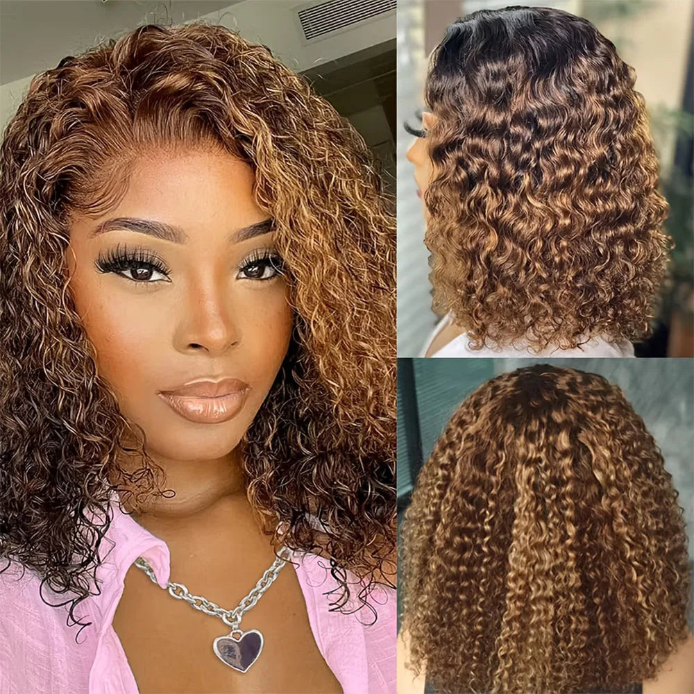 Glueless Lace Wigs Bob Wig Human Hair 100% Deep Wave Short Human Hair Wigs Highlight 5X5 Hd Lace Closure Wig Pre Plucked Pre Cut