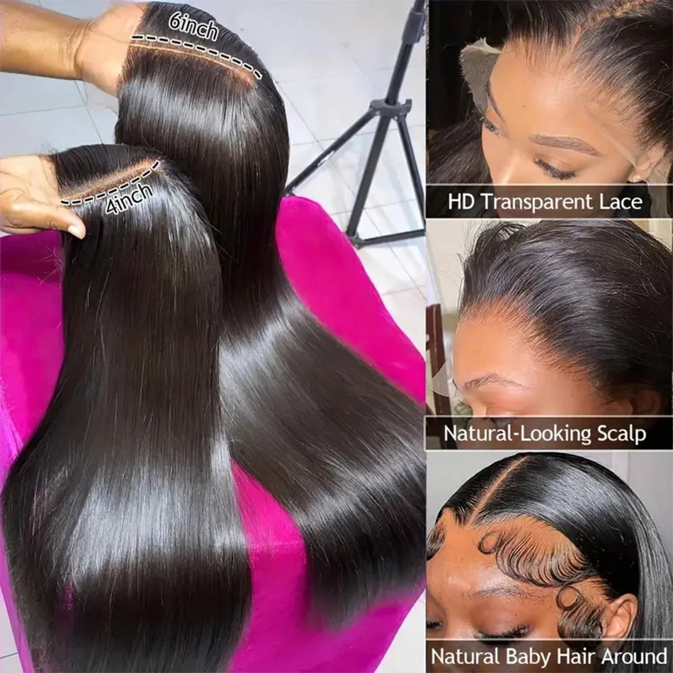 Wear And Go Glueless 13×4 Bone Straight Lace Front Human Hair Wigs Tissage Lace Closure Wigs For Women Perruque Cheveux Humain