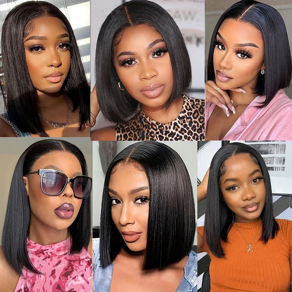 250% Density Straight Wear And Go Glueless Bob Wig For Women Ready To Go Human Hair Wigs 13x4 Lace Closure Wig 100% Human Hair