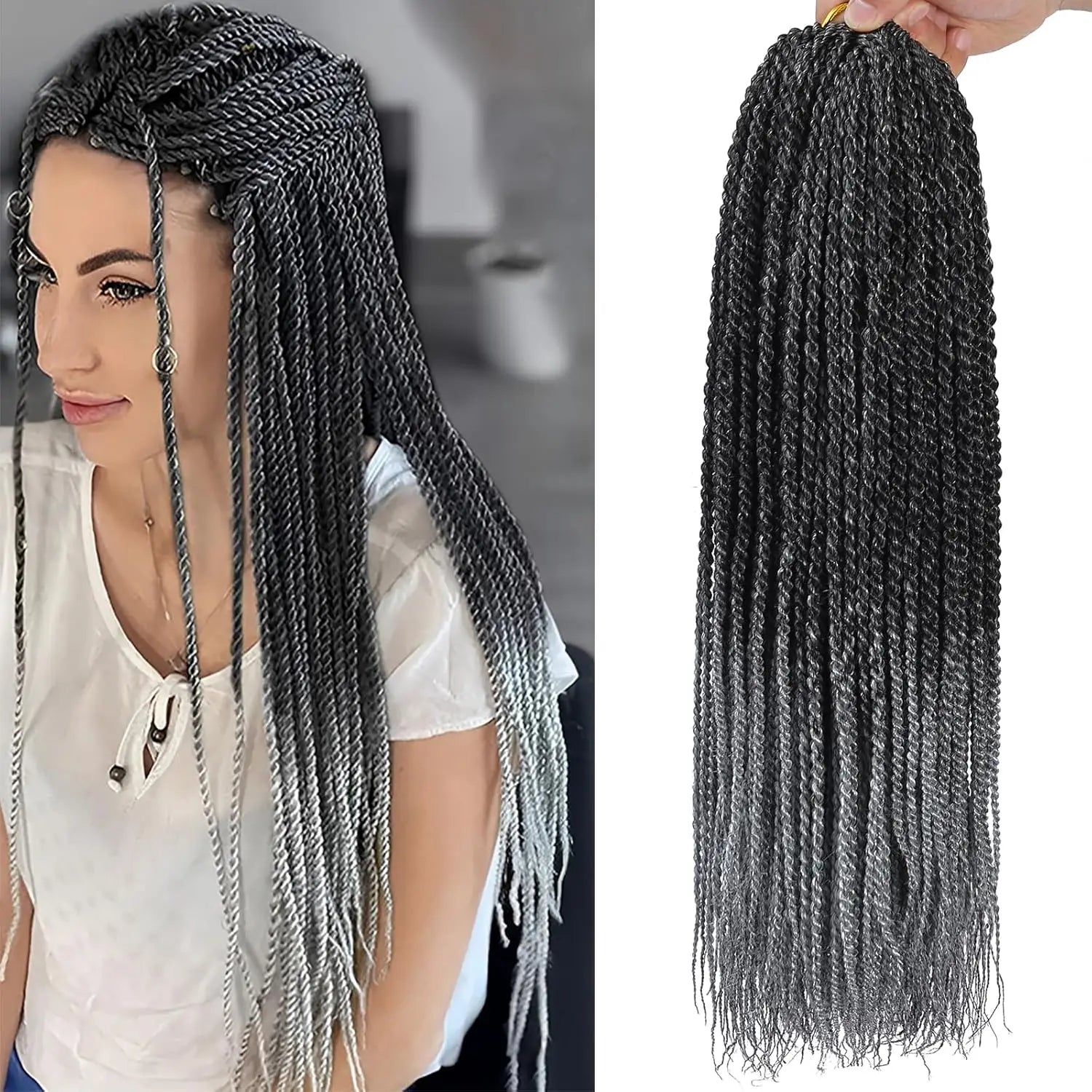 Senegalese Twist Crochet Hair for Women Pre Looped Crochet Braids Micro Twist Crochet Synthetic Hai