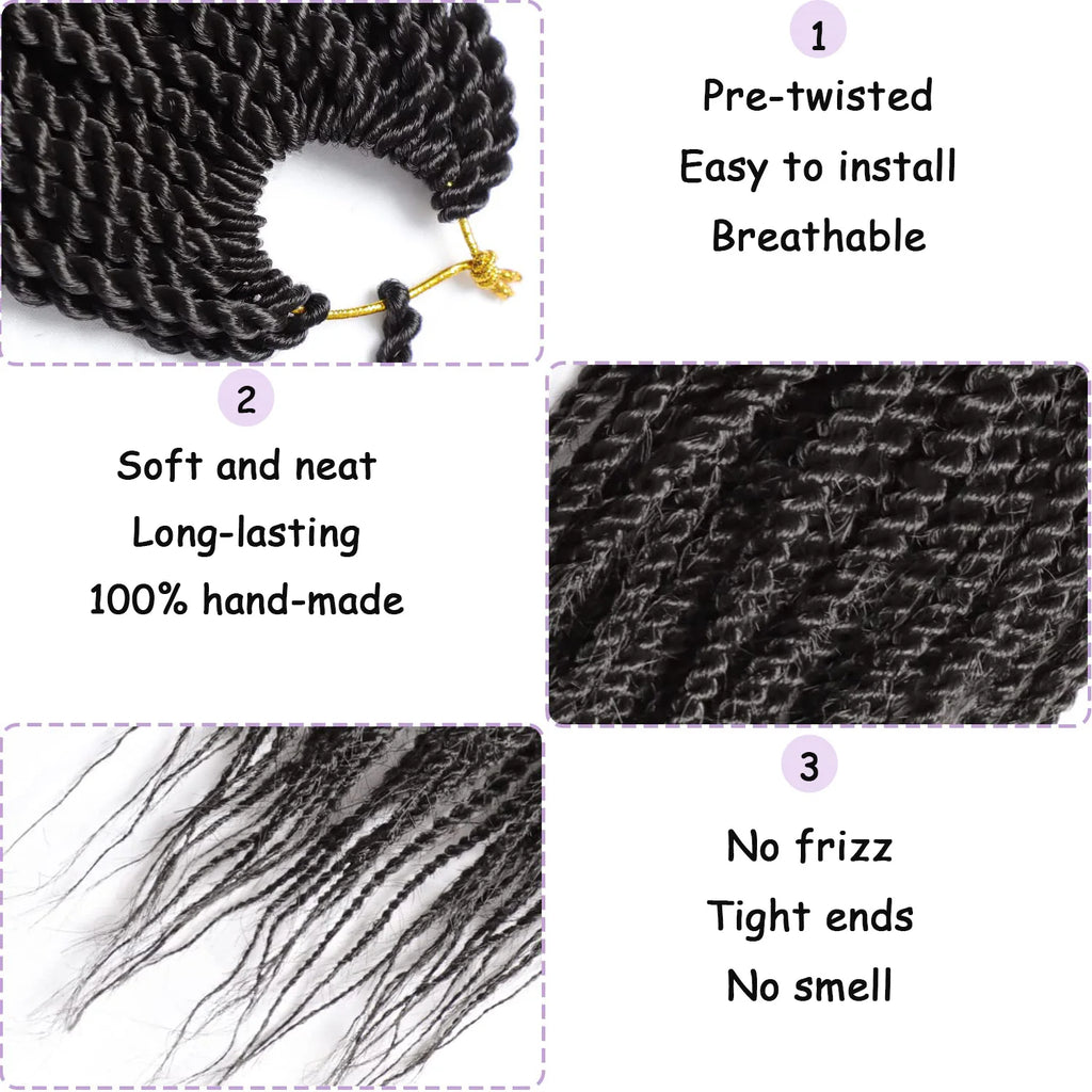 Senegalese Twist Crochet Hair for Women Pre Looped Crochet Braids Micro Twist Crochet Synthetic Hai