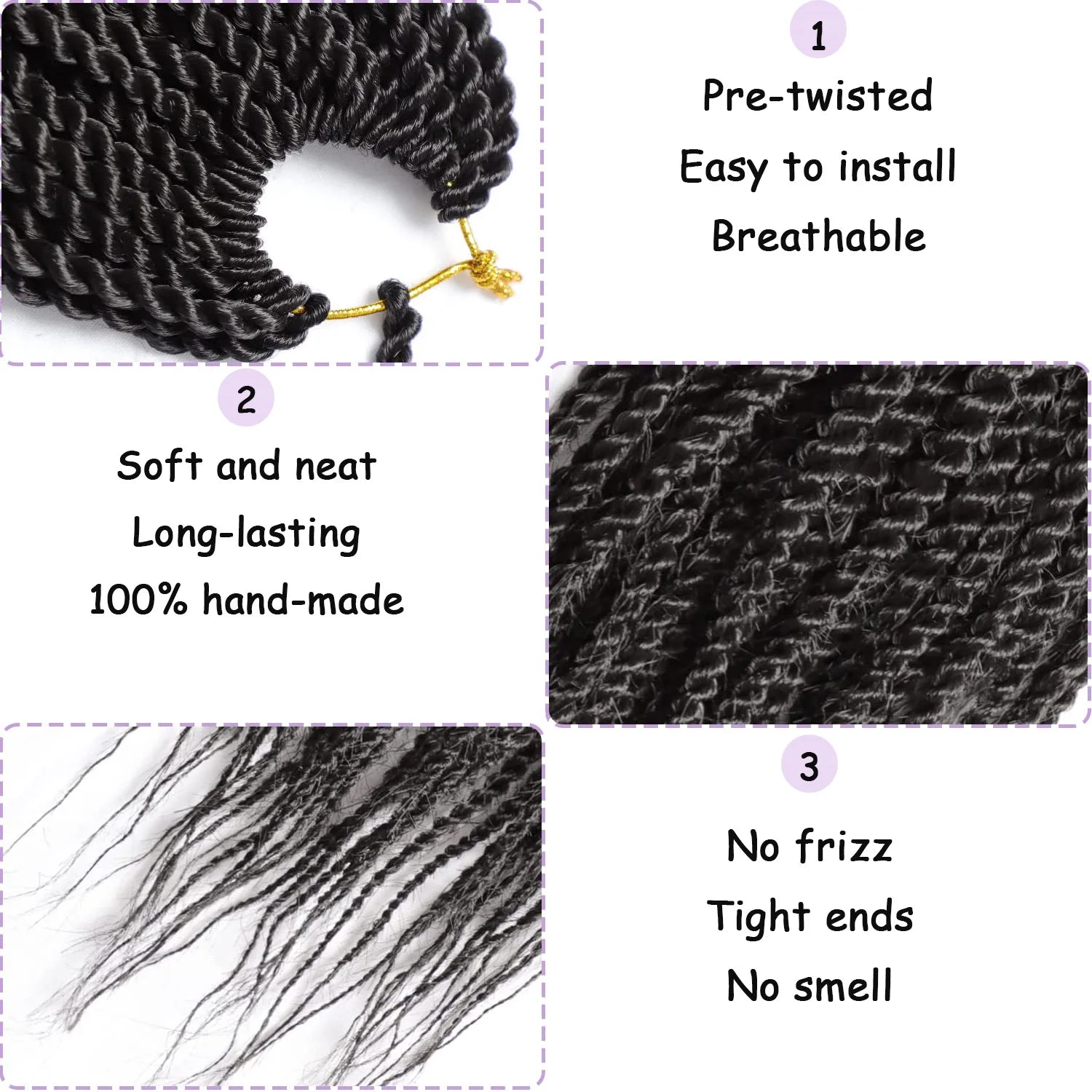 Senegalese Twist Crochet Hair for Women Pre Looped Crochet Braids Micro Twist Crochet Synthetic Hai
