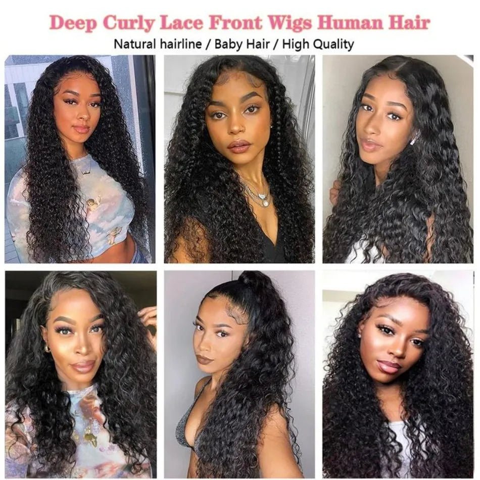 Curly Human Hair Wigs 13X6 Hd Lace Frontal Wig Deep Wave Lace Front Wigs 250 Density Water Wave Brazilian Wigs Original 40 Inch