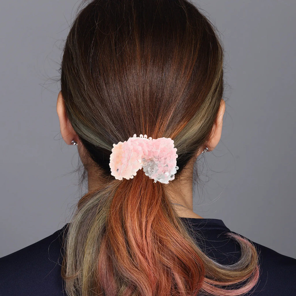 Sequin Mermaid Hair Scrunchies Dual Ponytail Holders Sparkly Elastic Hair Ties For Party Dance Costume Cosplay