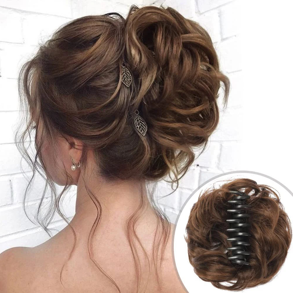 Messy Hair Bun Hair Scrunchies Extension Curly Wavy Messy Synthetic Chignon for Women Updo Hairpieces