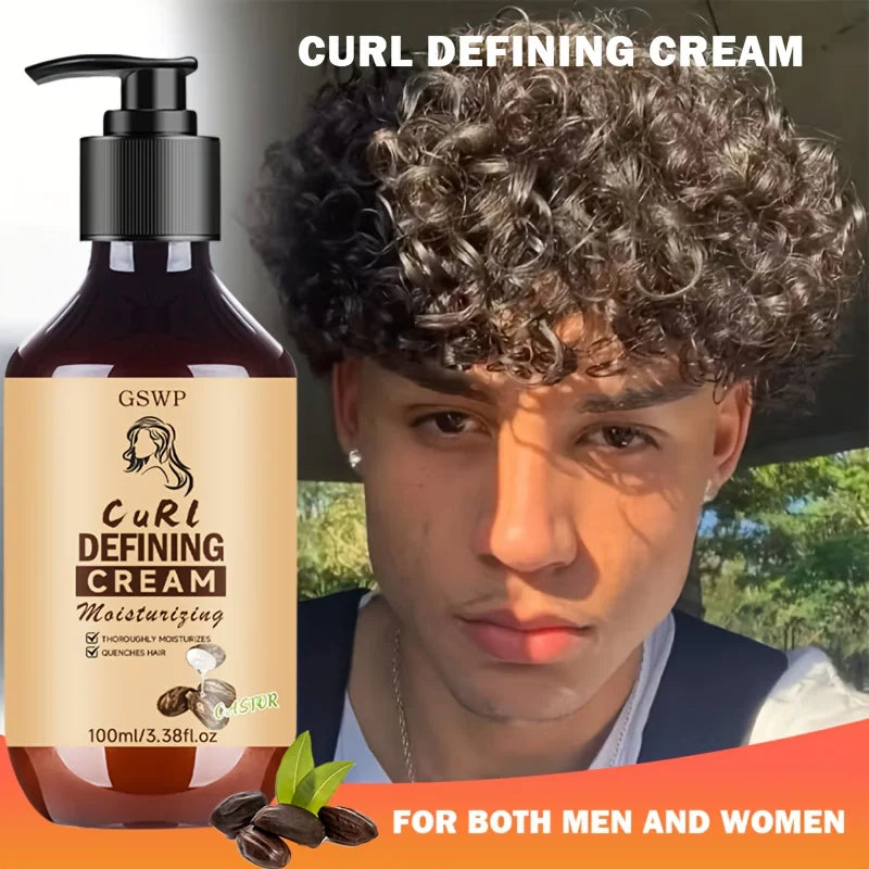 GSWP Castor Oil Curl Defining Cream, Delivers shine, tames frizz, provides lightweight hydration, nourishes, defines hair,100ml.