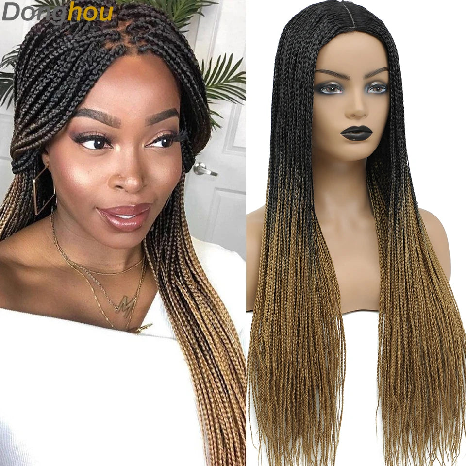 Long Straight Box Braided Wigs 26'' Good Quality Synthetic Twist Braids Wigs Perruque Tresses Africaines Femmes Solde Easy Wear
