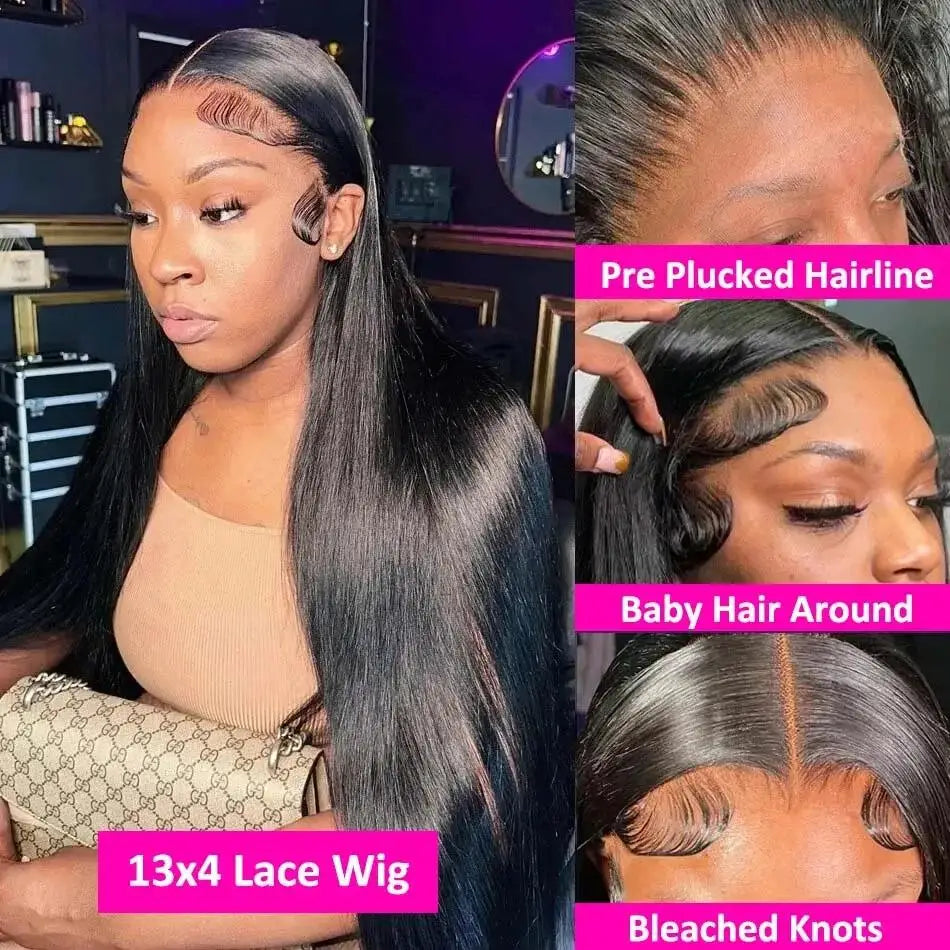 40 42 Inch Bone Straight Human Hair Wigs 13x6 HD Transparent Lace Frontal Wigs Glueless Straight Lace Front Human Hair Wigs