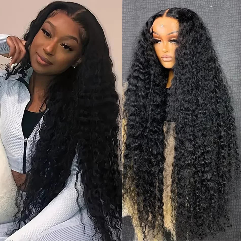 Curly Human Hair Wigs 13X6 Hd Lace Frontal Wig Deep Wave Lace Front Wigs 250 Density Water Wave Brazilian Wigs Original 40 Inch