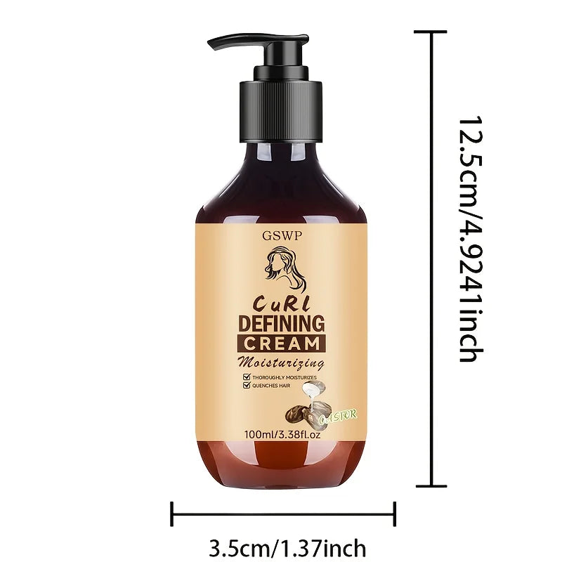 GSWP Castor Oil Curl Defining Cream, Delivers shine, tames frizz, provides lightweight hydration, nourishes, defines hair,100ml.