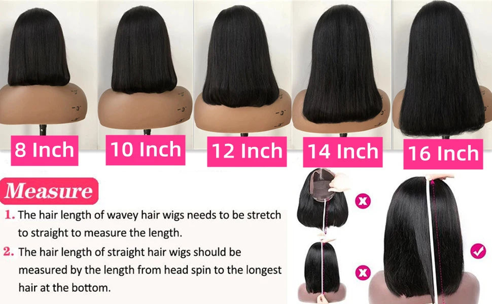 Perruque Ready To Wear Glueless Wigs Brazilian Bone Straight Short Bob Human Hair Wigs Pre Plucked 13x4 HD Transparent Cheap Wig