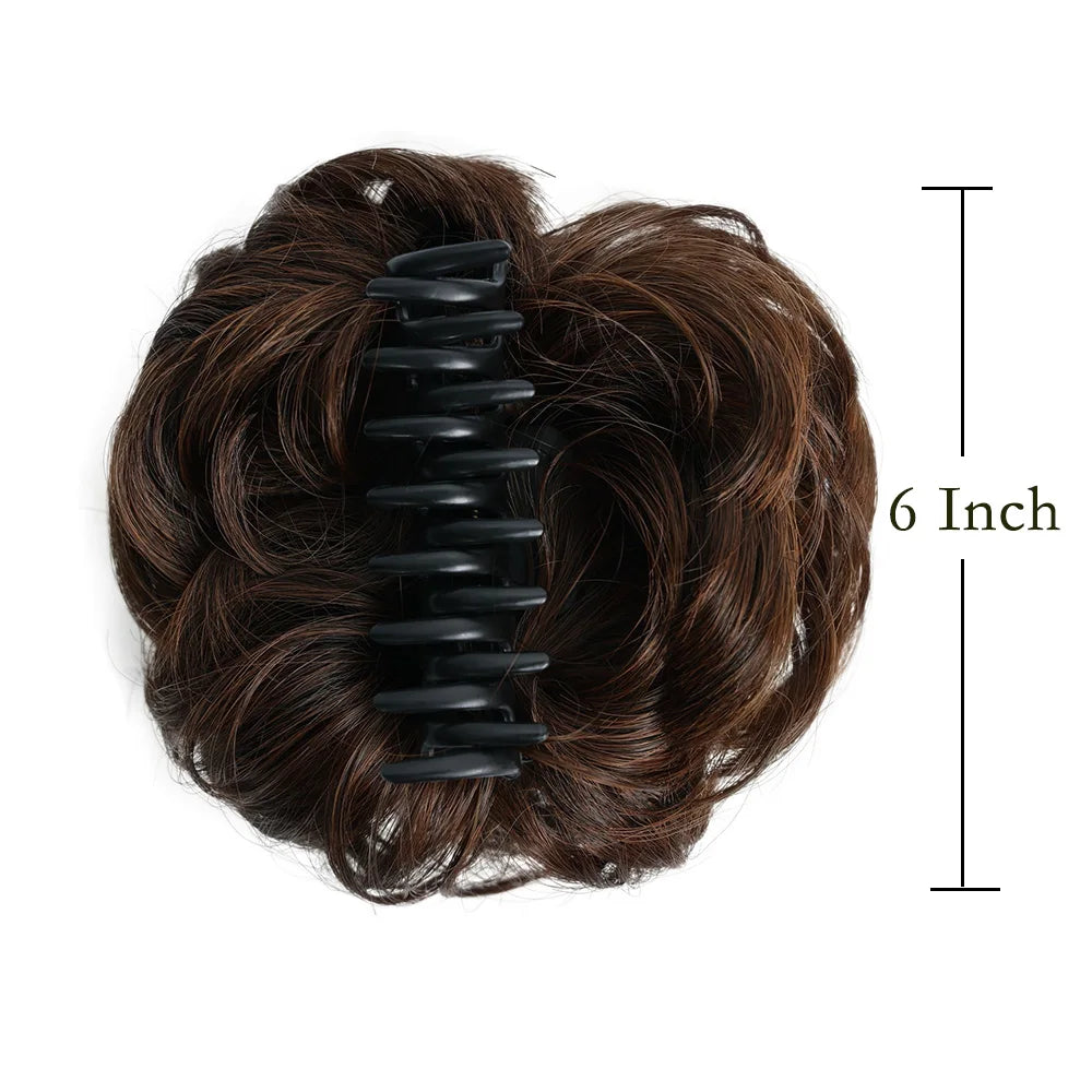 Messy Hair Bun Hair Scrunchies Extension Curly Wavy Messy Synthetic Chignon for Women Updo Hairpieces
