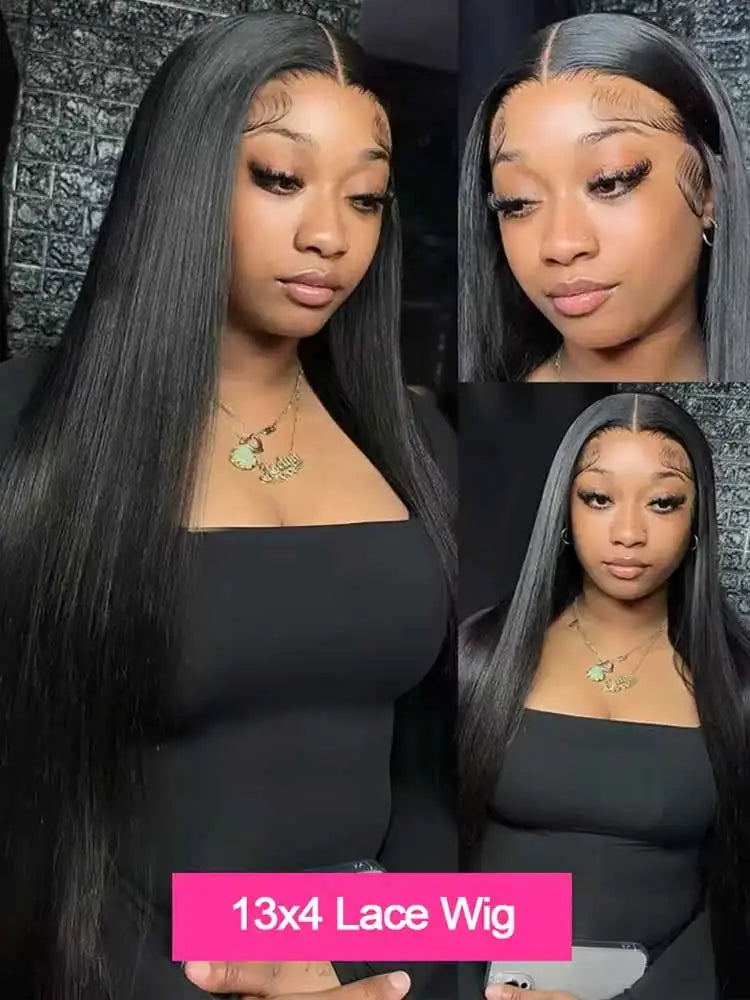 13x4 13x6 Hd Bone Straight Transparent Lace Front Wig Human Hair 40 Inch Pre Plucked Lace Frontal Wigs 250 Density
