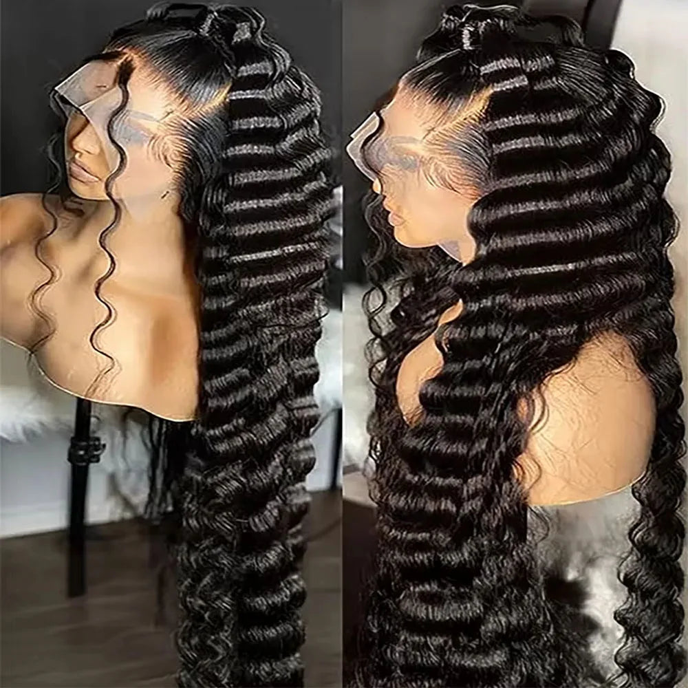 13x4 13x6 HD Transparent Lace Deep Wave Frontal Wig 40-42Inch JerrlyCurly Lace Front HumanHair Wig For Deep Curly Water Wave Wig