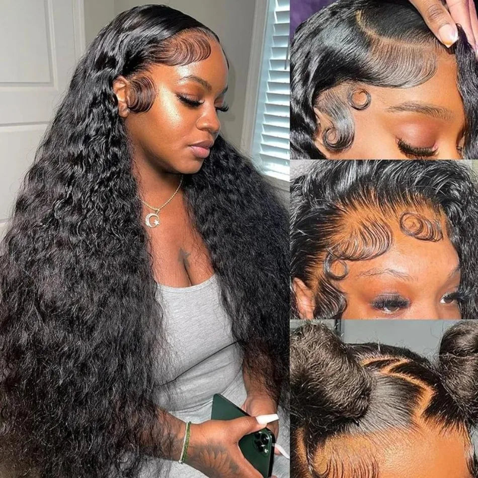Curly Human Hair Wigs 13X6 Hd Lace Frontal Wig Deep Wave Lace Front Wigs 250 Density Water Wave Brazilian Wigs Original 40 Inch