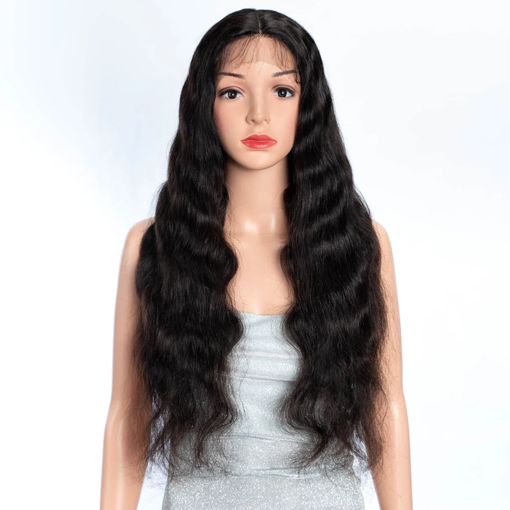 Lekker Black Long Wavy 13x1 T Part Lace Front 100% Human Hair Wigs For Women Brazilian Remy Hair Body Wave Clearance Glueless