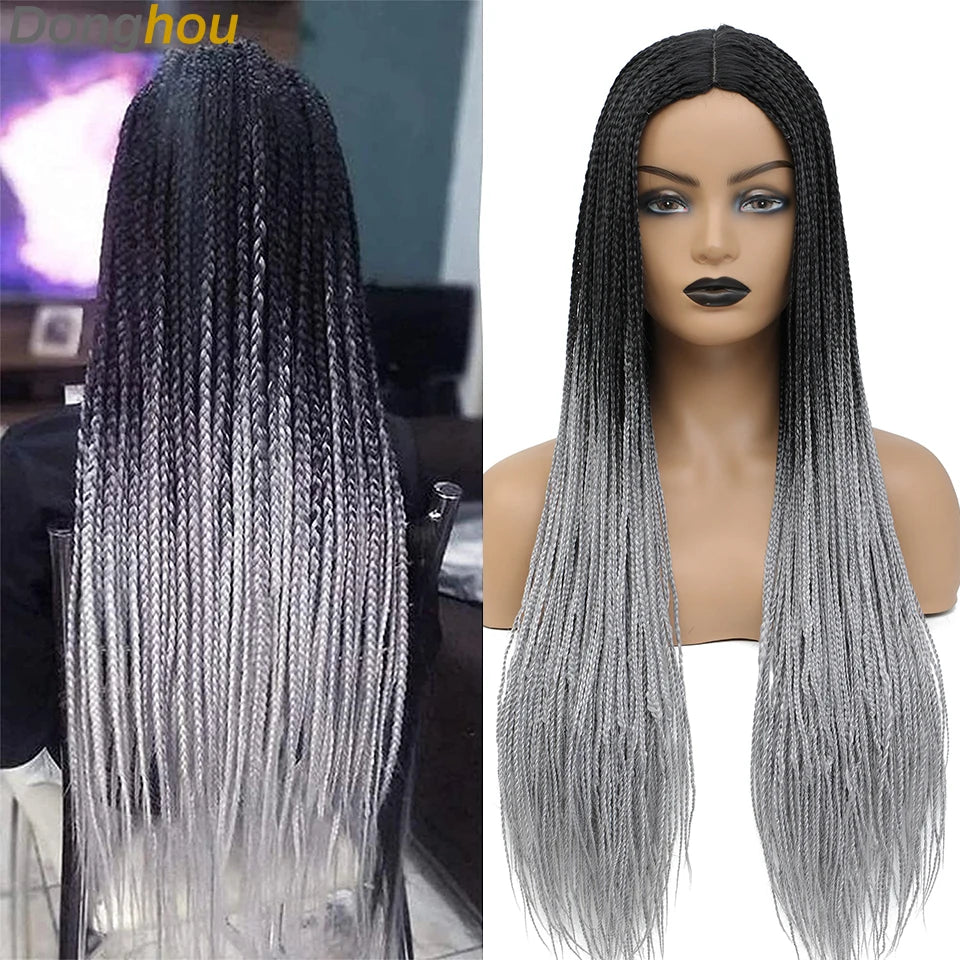 Long Straight Box Braided Wigs 26'' Good Quality Synthetic Twist Braids Wigs Perruque Tresses Africaines Femmes Solde Easy Wear