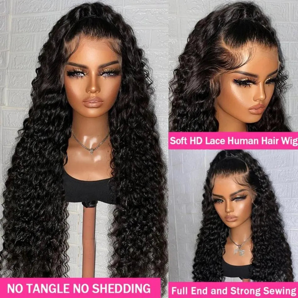 Curly Human Hair Wigs 13X6 Hd Lace Frontal Wig Deep Wave Lace Front Wigs 250 Density Water Wave Brazilian Wigs Original 40 Inch