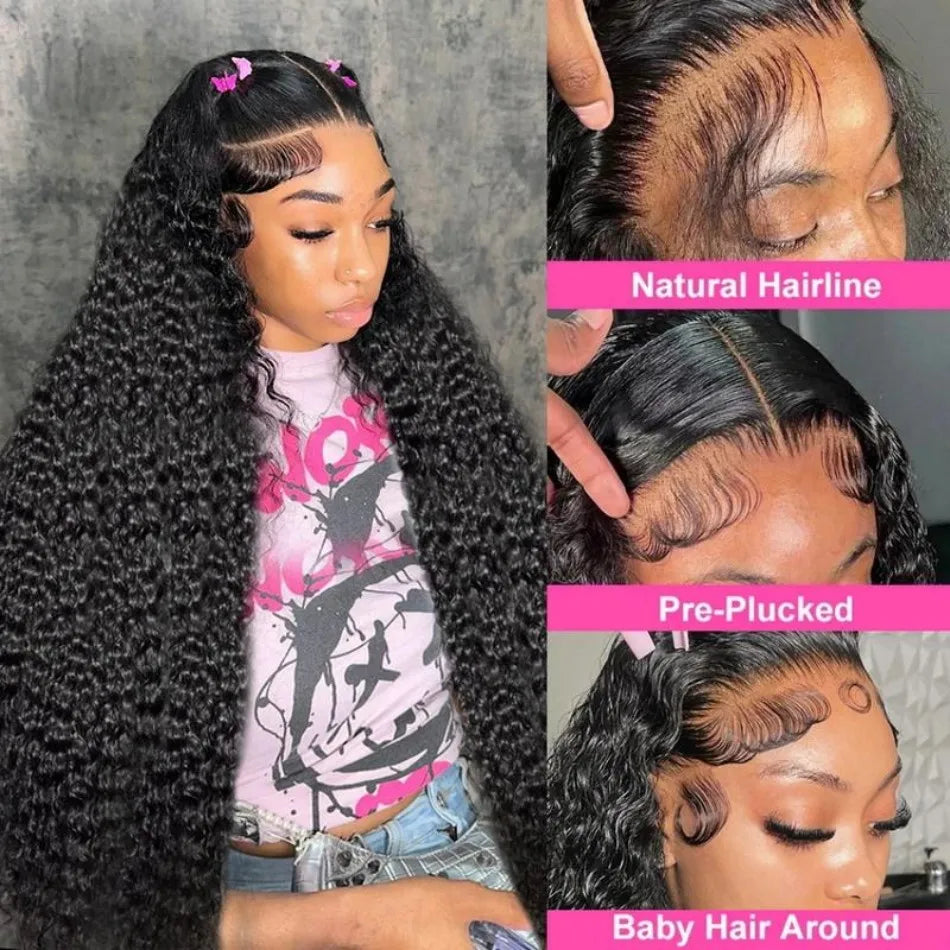 Curly Human Hair Wigs 13X6 Hd Lace Frontal Wig Deep Wave Lace Front Wigs 250 Density Water Wave Brazilian Wigs Original 40 Inch