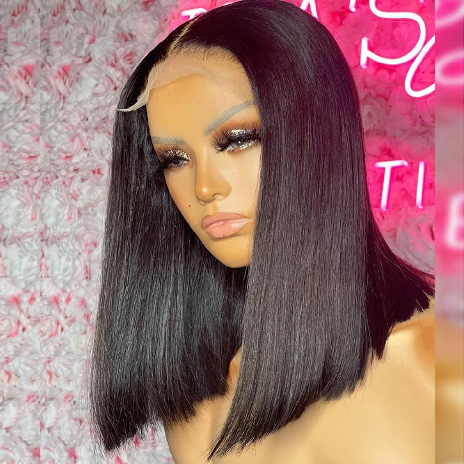 250% Density Straight Wear And Go Glueless Bob Wig For Women Ready To Go Human Hair Wigs 13x4 Lace Closure Wig 100% Human Hair