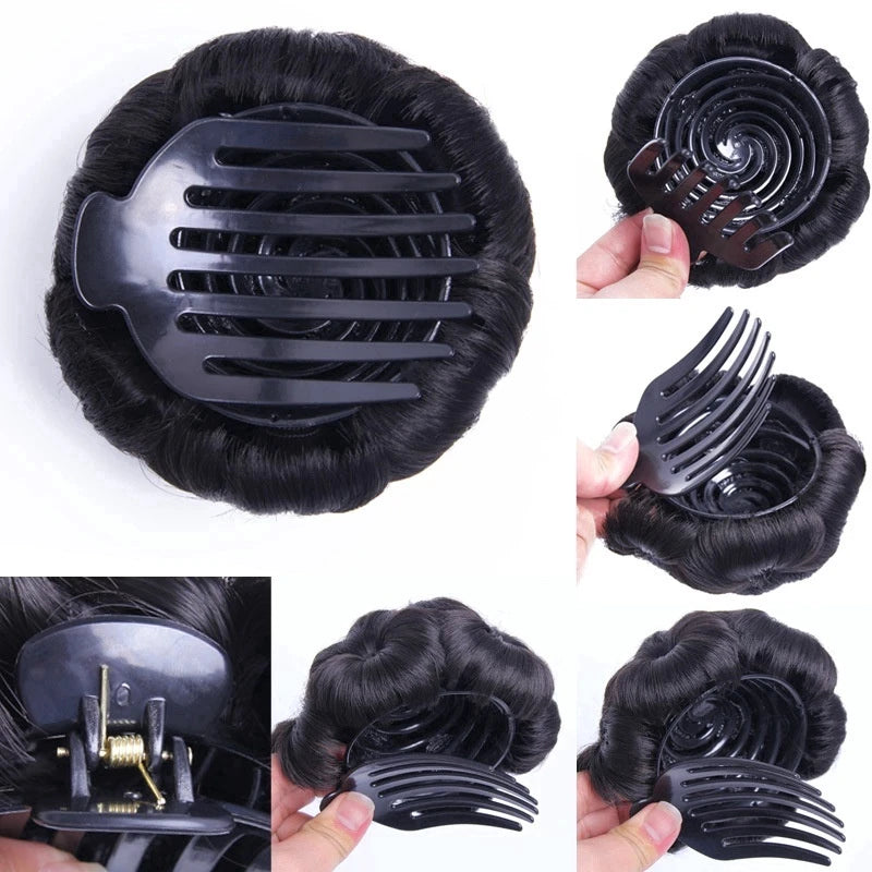Synthetic Short Donut Curly Claw Hair Chignon Hair Extension Clip in Hairpiece Messy Hair Bun for Women