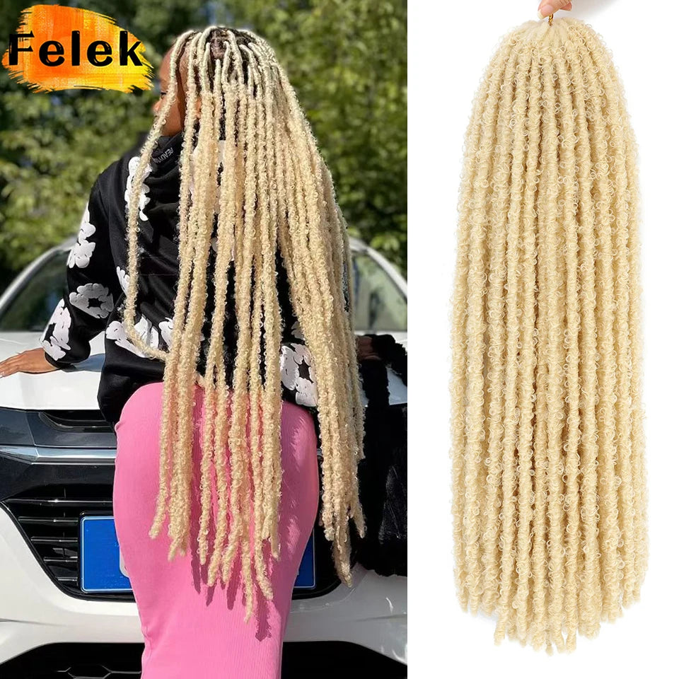 24 36 Inch Pre Looped Butterfly Locs Crochet Hair Extensions Synthetic Distressed Braids For Afro Women Faux Locks Braiding Hair