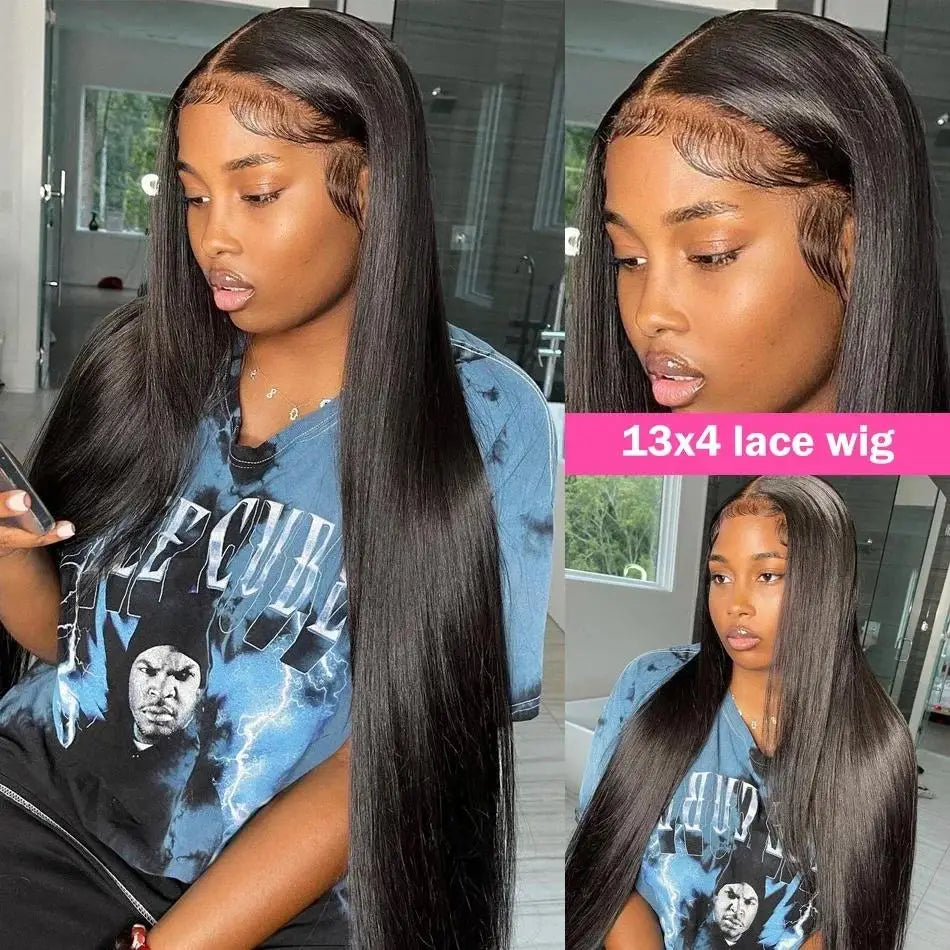 40 42 Inch Bone Straight Human Hair Wigs 13x6 HD Transparent Lace Frontal Wigs Glueless Straight Lace Front Human Hair Wigs