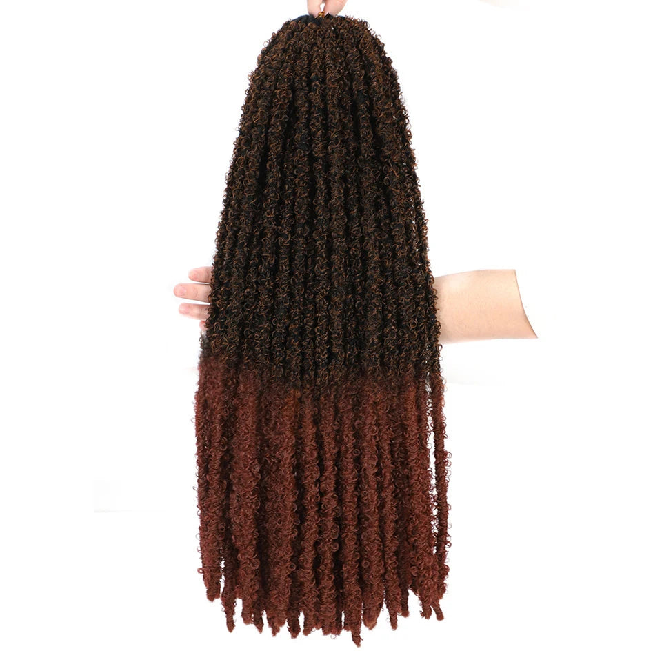 Long Distressed Braids Hair 24 36 Inch Synthetic Pre Looped Butterfly Locs Crochet Braids Extensions For Afro Women Faux Locks