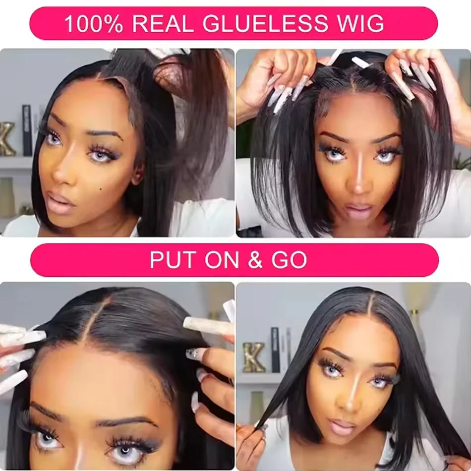 Perruque Ready To Wear Glueless Wigs Brazilian Bone Straight Short Bob Human Hair Wigs Pre Plucked 13x4 HD Transparent Cheap Wig