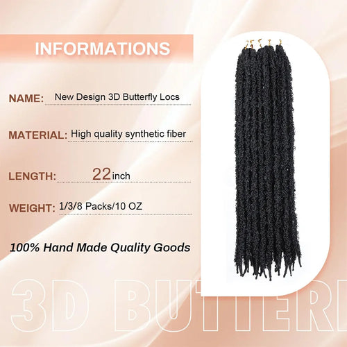 14/18/22/30 inch 1/3/8 Packs Distressed Butterfly Locs Crochet Hair, Soft Big Butterfly Distressed Locs Crochet Hair Synthetic